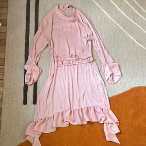Silk Pink Ruffle Dress